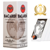 Ром Bacardi Carta Blanca белый или Bacardi Carta Negra тёмный 3 литра в тетрапаке